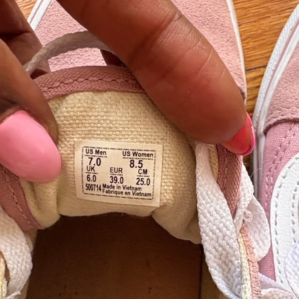 Vans Pink and White Women's Sneakers - Picture 3 of 4
